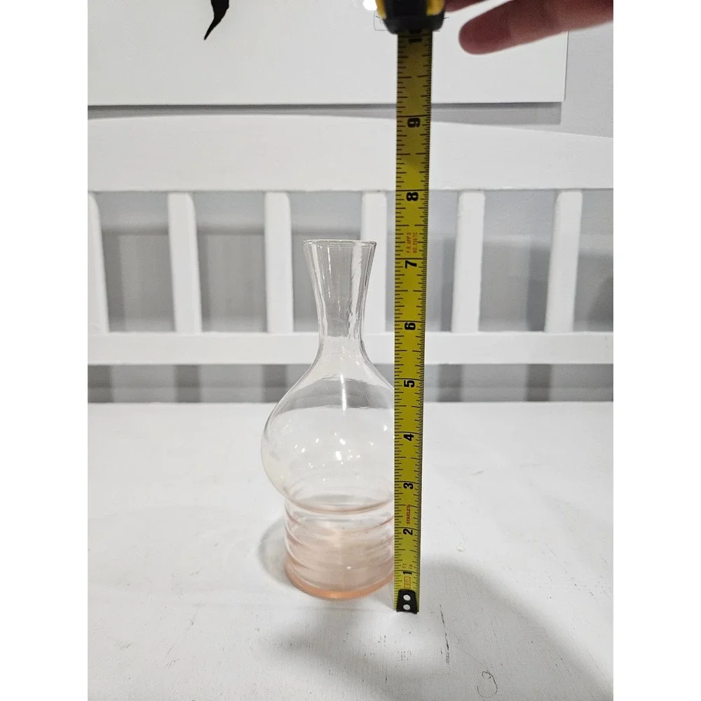 Vintage Pink Depression Glass Beehive Bedside Night Tumble Up Carafe Vase